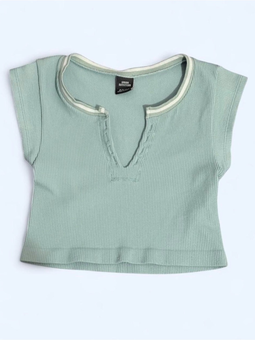 Urban Outfitters Girls' Sage Ribbed Cap-Sleeve Crop